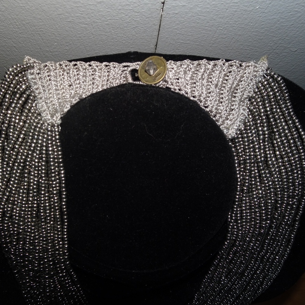 Silver Seed Bead Macrame Multi~Layer Necklace - image 3